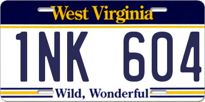 WV license plate 1NK604