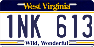 WV license plate 1NK613