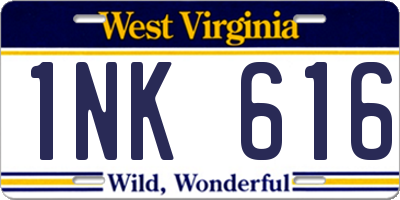 WV license plate 1NK616