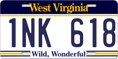 WV license plate 1NK618