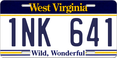 WV license plate 1NK641