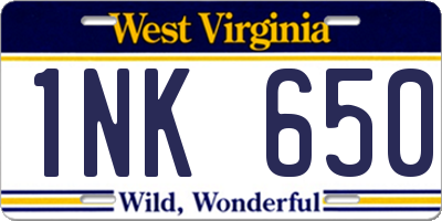 WV license plate 1NK650