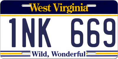 WV license plate 1NK669