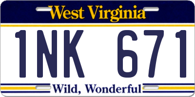WV license plate 1NK671
