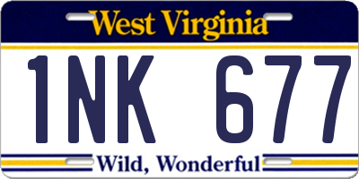 WV license plate 1NK677