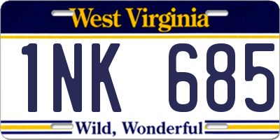 WV license plate 1NK685