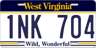 WV license plate 1NK704