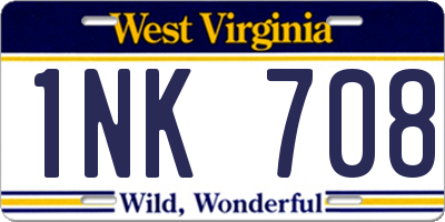 WV license plate 1NK708