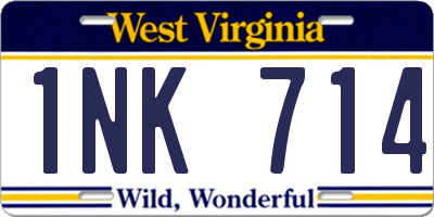 WV license plate 1NK714