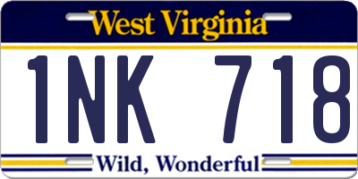 WV license plate 1NK718