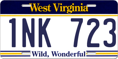 WV license plate 1NK723