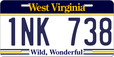 WV license plate 1NK738