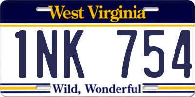 WV license plate 1NK754