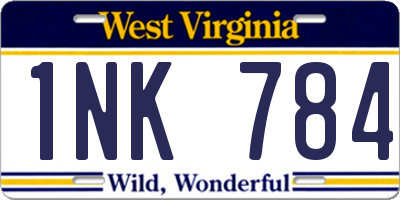 WV license plate 1NK784