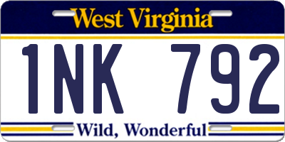 WV license plate 1NK792