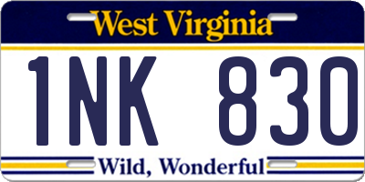 WV license plate 1NK830