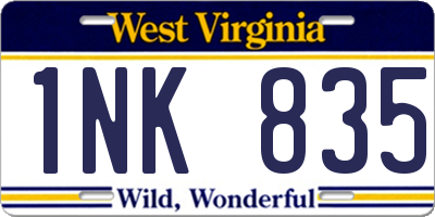 WV license plate 1NK835