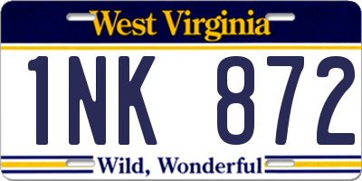 WV license plate 1NK872