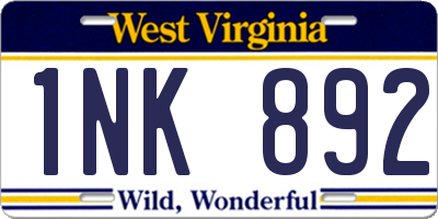 WV license plate 1NK892
