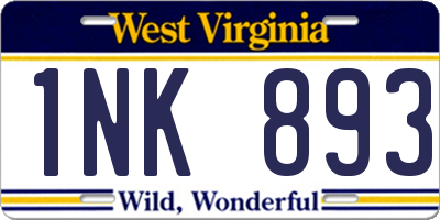 WV license plate 1NK893