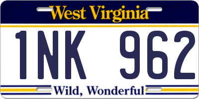 WV license plate 1NK962