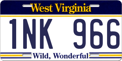 WV license plate 1NK966