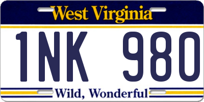 WV license plate 1NK980