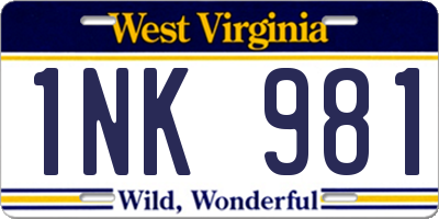 WV license plate 1NK981