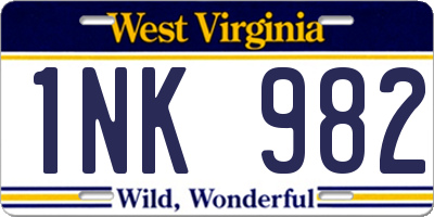 WV license plate 1NK982