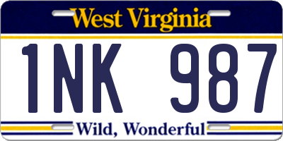 WV license plate 1NK987