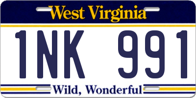 WV license plate 1NK991