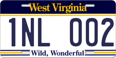 WV license plate 1NL002