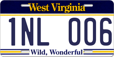 WV license plate 1NL006
