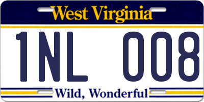WV license plate 1NL008