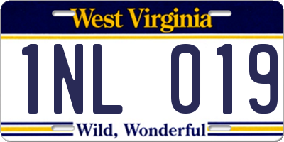 WV license plate 1NL019