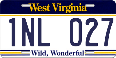 WV license plate 1NL027