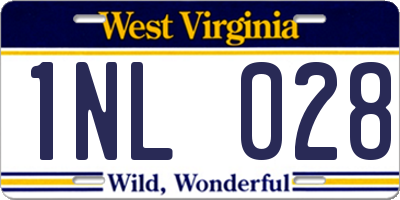 WV license plate 1NL028