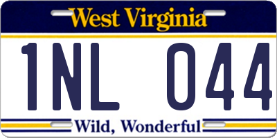 WV license plate 1NL044