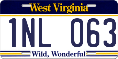 WV license plate 1NL063