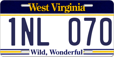 WV license plate 1NL070