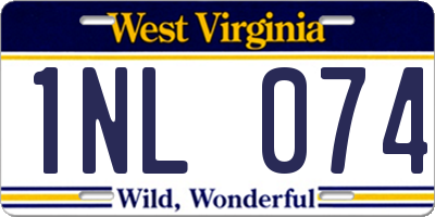 WV license plate 1NL074
