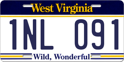 WV license plate 1NL091