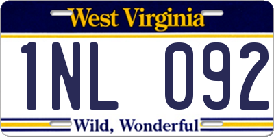 WV license plate 1NL092