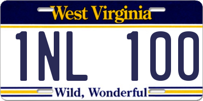 WV license plate 1NL100