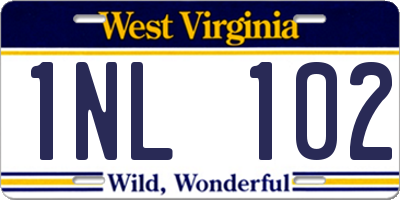 WV license plate 1NL102