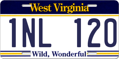 WV license plate 1NL120