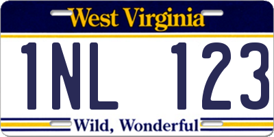 WV license plate 1NL123