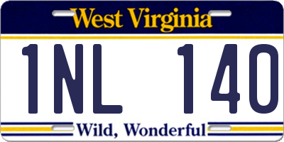 WV license plate 1NL140