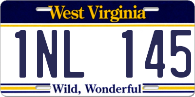WV license plate 1NL145