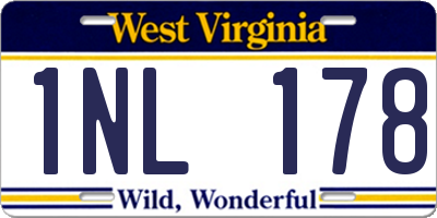 WV license plate 1NL178
